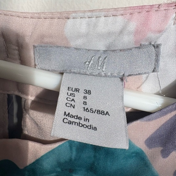 H M Women Dress 8 Beige Floral Print 100% Polyester Halter A Line Mini Length - Picture 3 of 3